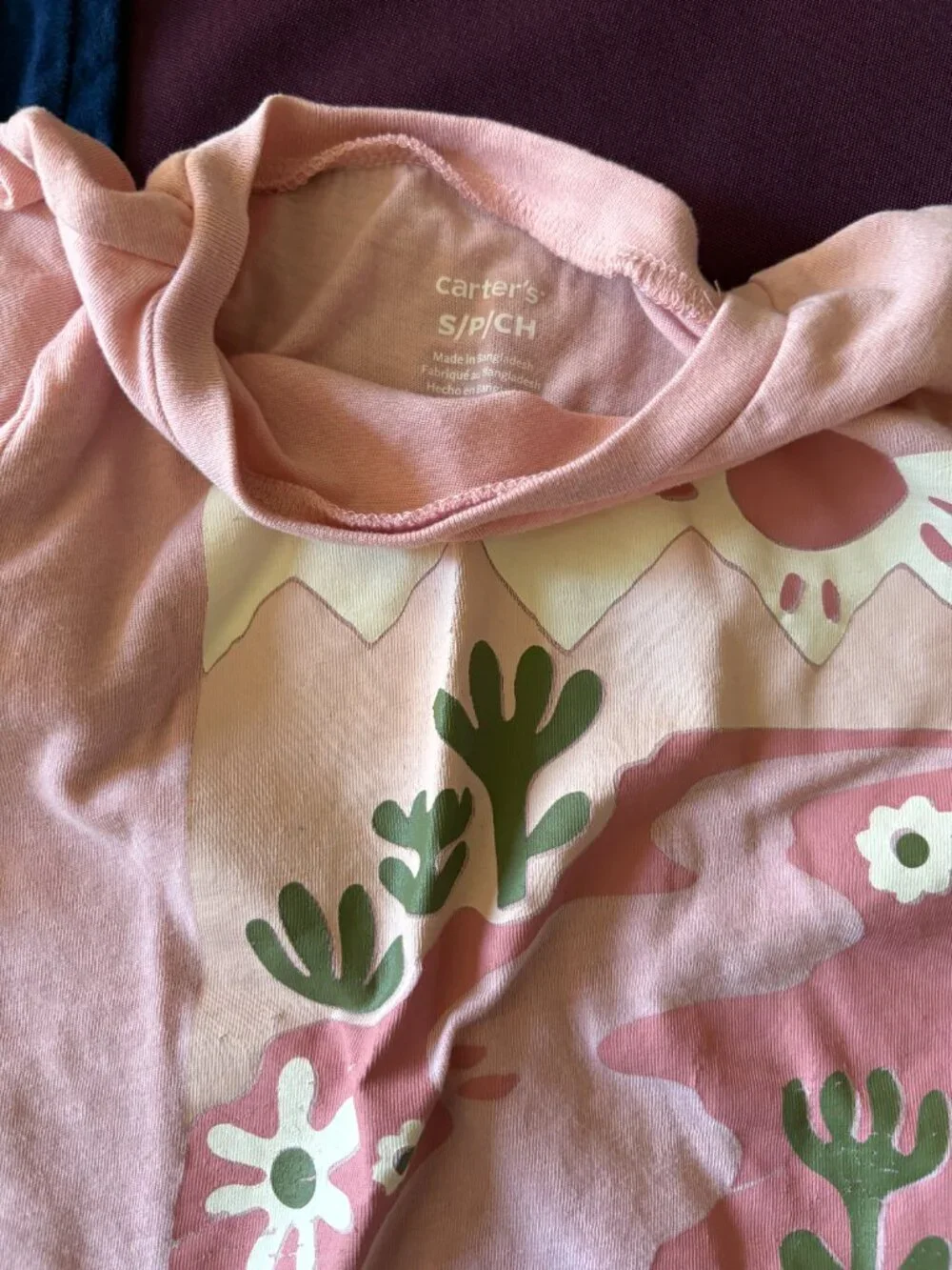 Carter's Kids Girls Shirt Bundle Size 6 6X Pink Purple Navy Flutter Sleeve Graph